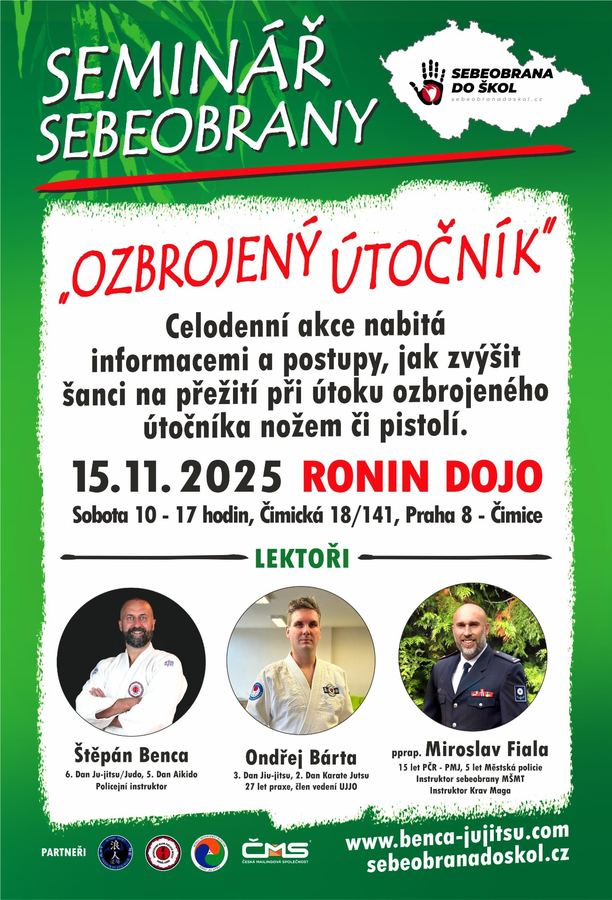 Self-defence seminar Armed attacker, 15 Nov 2025, Ronin Dojo Prague